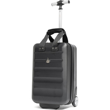 Aerolite 40x20x25cm Approved for Ryanair Under Seat Lightweight Eco Friendly Hard Shell Carry On Hand Cabin Luggage Travel Suitcase with 2 Wheels and TSA Approved Lock Black